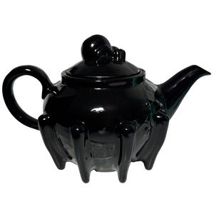 Killstar Teapot 28 oz Arachnid Ceramic Black Spider Web